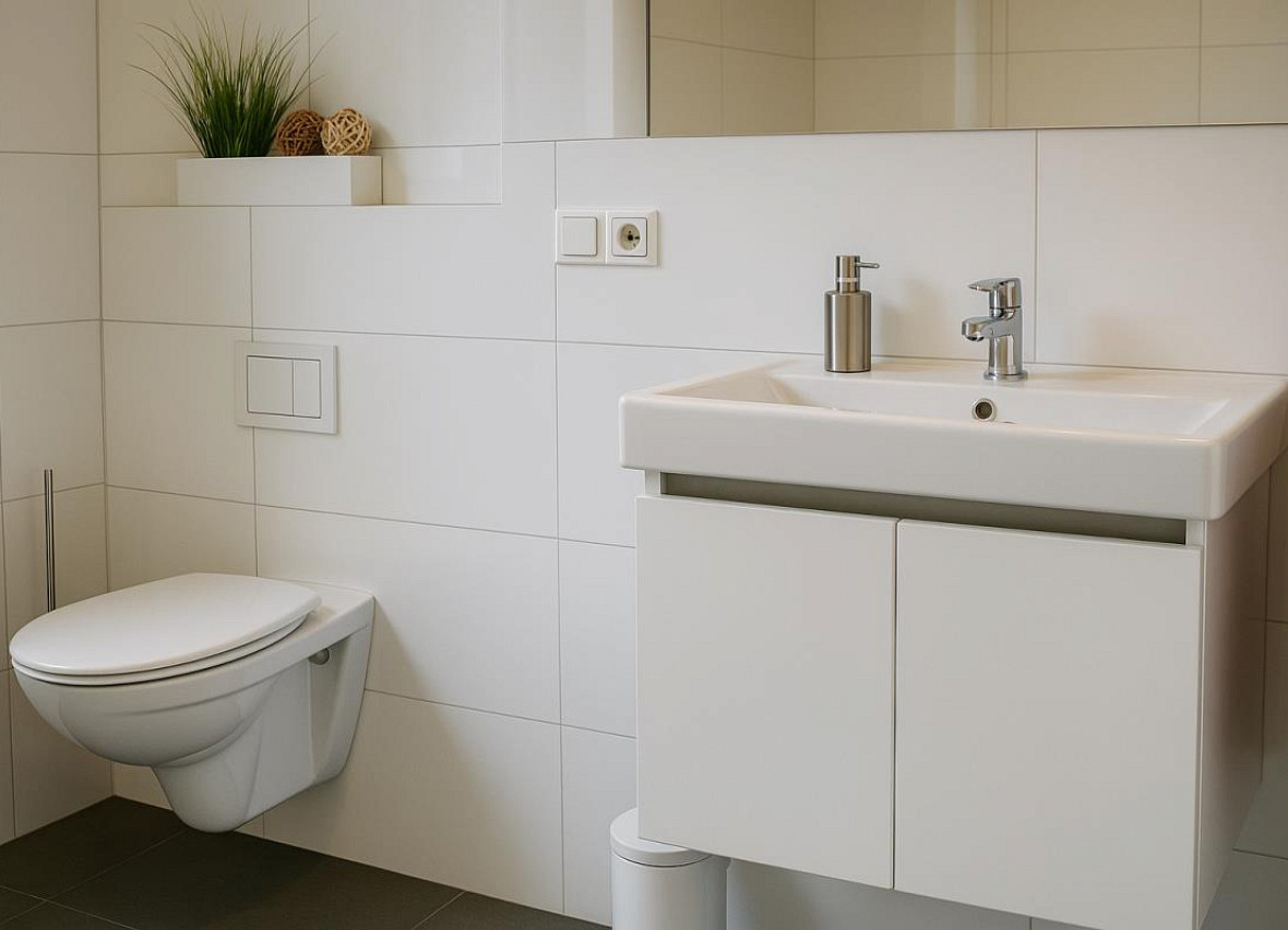 Modernes Badezimmer iim Ferienhaus Dock 61 